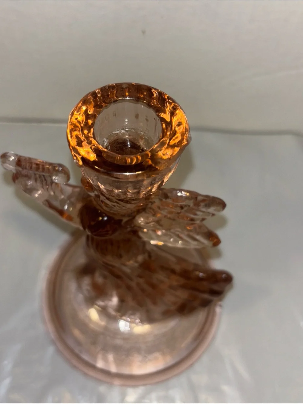 Vintage Angle Depression ERA 8”in Pink Angel Candlestick Holder